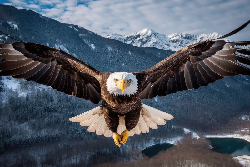 Majestic bald eagle in flight