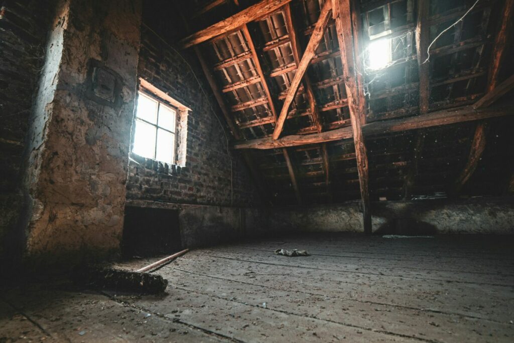 Sunlight coming through an empty attic