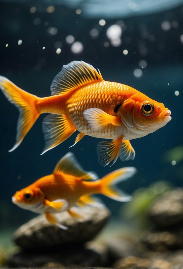 Vibrant goldfish swimming in a home aquarium