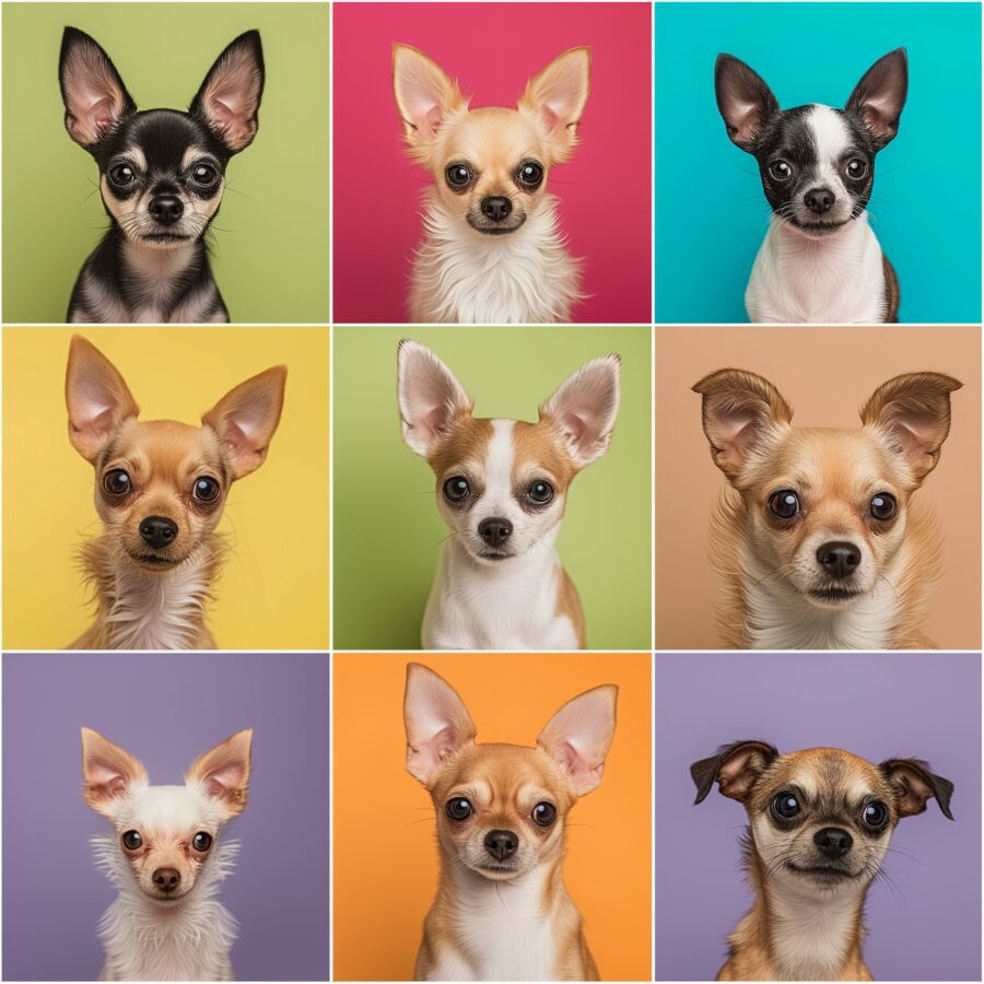 Collage of various Chihuahua Terrier mix breeds showcasing their diversity and unique traits.