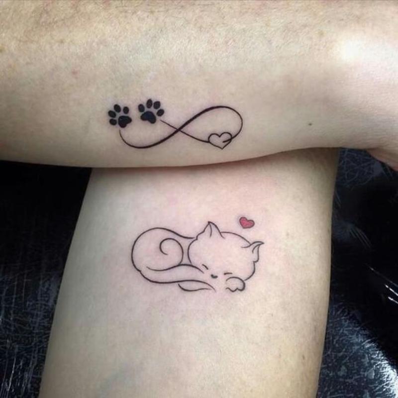 Abstract art cat tattoo