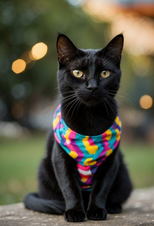 Black cat with scarf