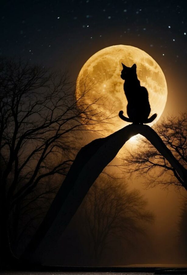 Cat during a full moon