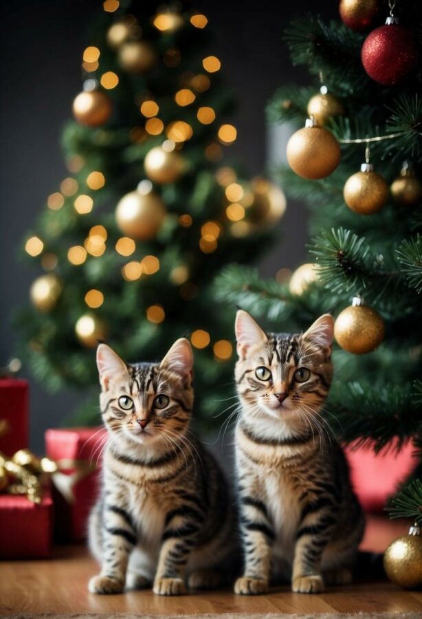 Kittens under a tree