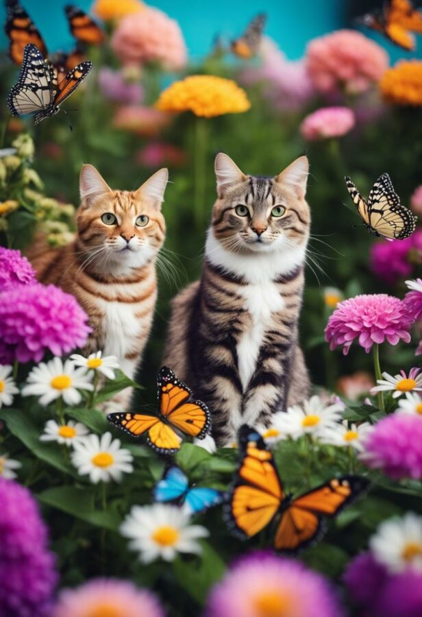 Kittens with flowers