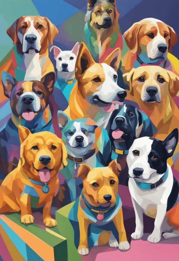 Modern art painting of dogs