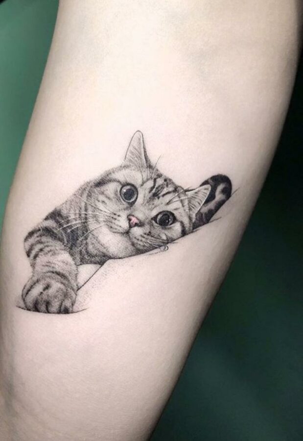 Cat portrait tattoo