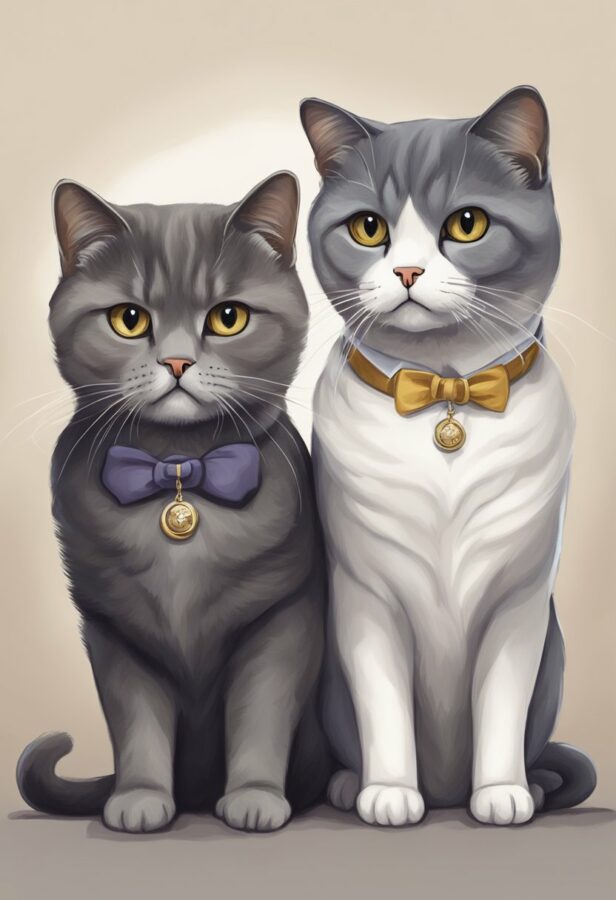 Two scottish fold cats looking like taylor swift