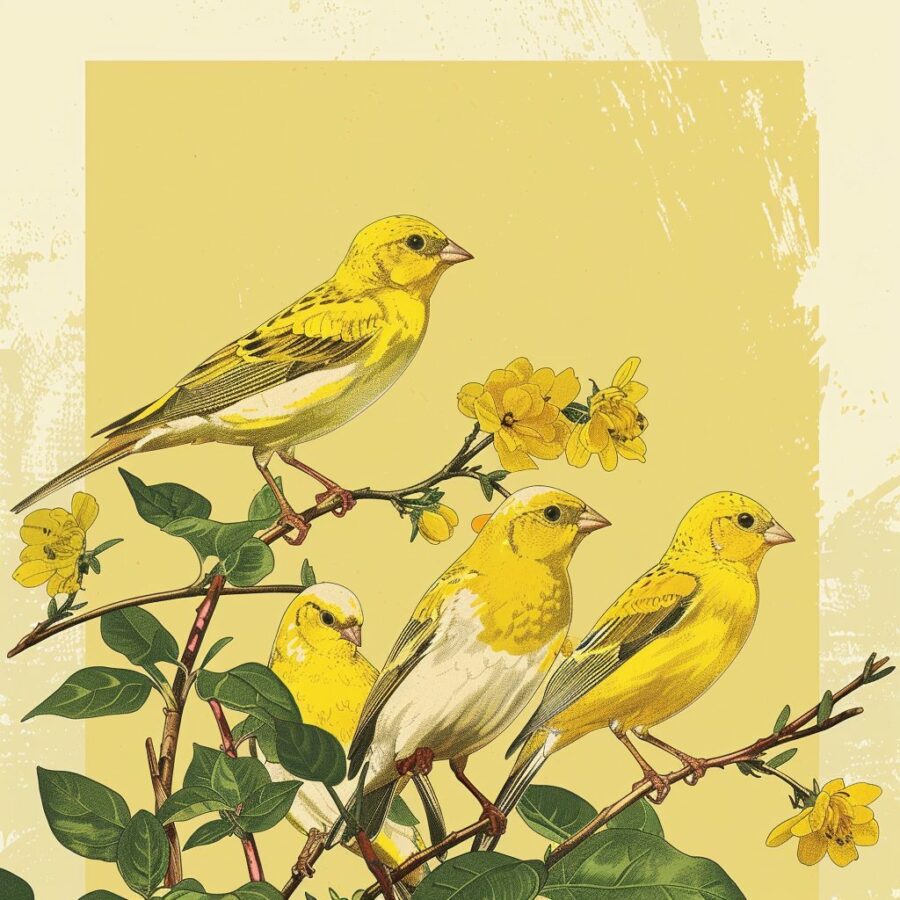 Norwich Canary historical evolution illustrated with vintage elements.