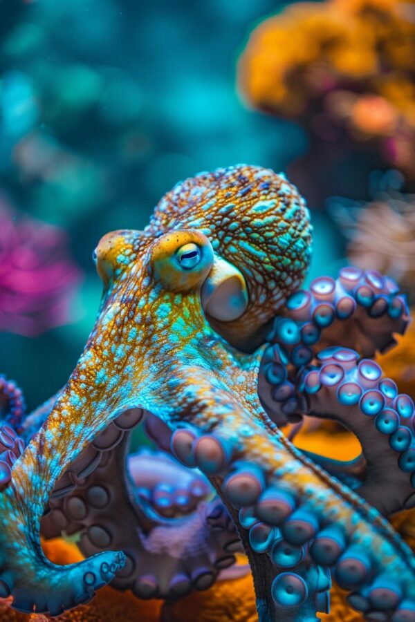 Octopus looking offended in an aquarium	