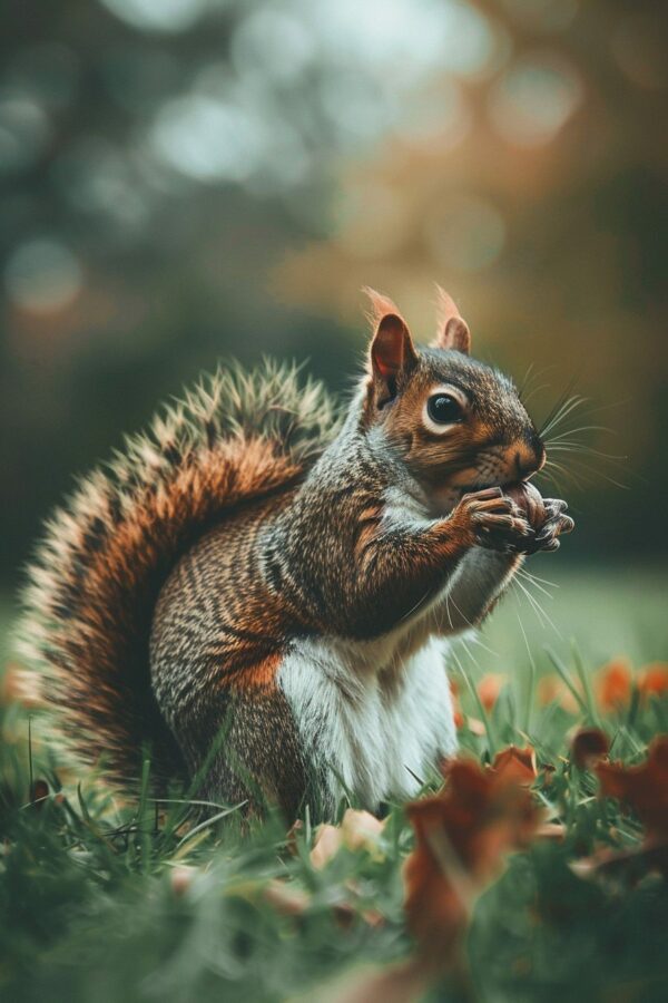 Squirrel sulking with an acorn	