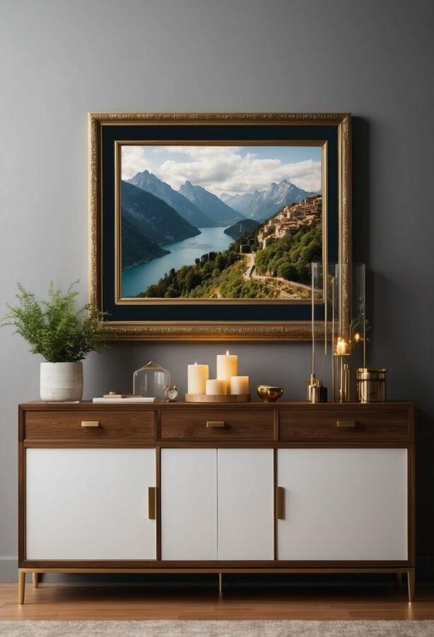 A breathtaking valley with a meandering river, its beauty captured in a picture that takes pride of place on a mantelpiece.